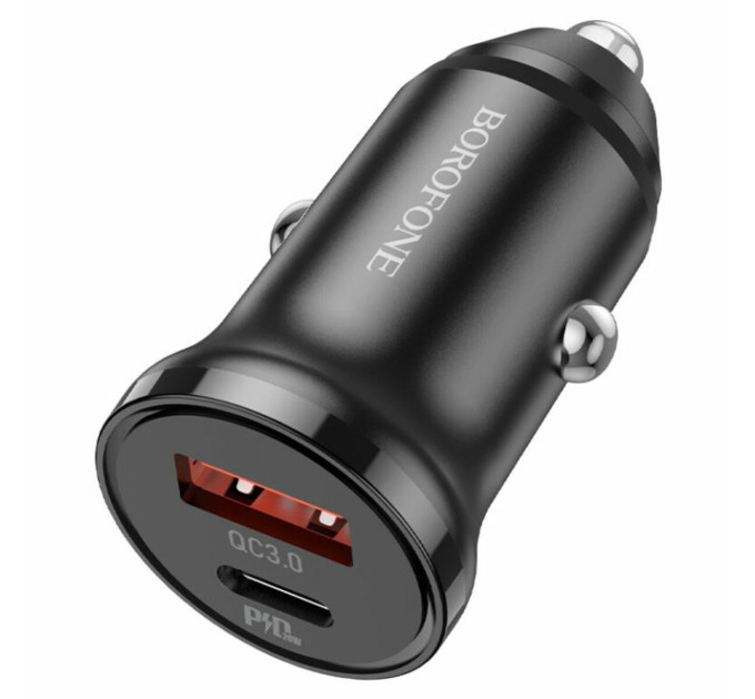 Автомобільний зарядний пристрій BOROFONE BZ18A PD20W+QC3.0 Black
