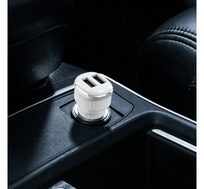 Автомобільний зарядний пристрій BOROFONE BZ13 Extreme dual port car charger White