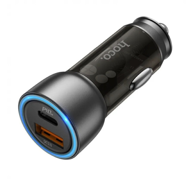 Автомобільний зарядний пристрій HOCO NZ8 Sprinter 43W dual port PD25W+QC3.0 car charger Brown