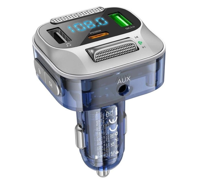 FM-трансмітер HOCO E75 Bravery PD30W+QC3.0 Dark Blue