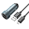 Автомобільний зарядний пристрій HOCO Z49 (Micro) Metal Gray