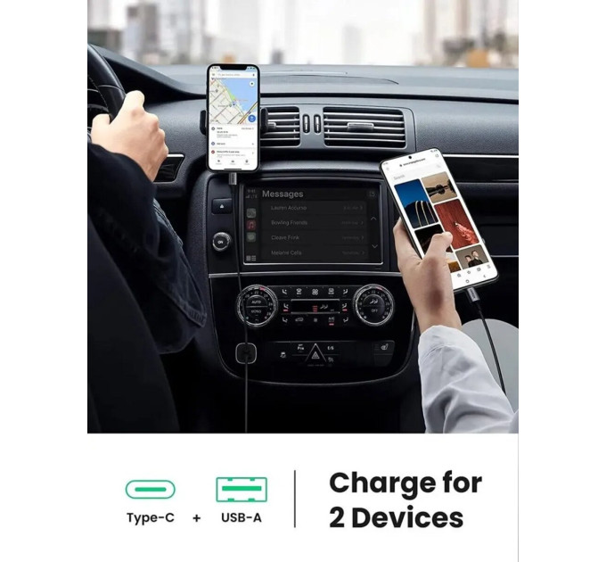 Автомобільний зарядний пристрій UGREEN CD130 Dual USB Car Charger (Space Gray) (UGR-30780)