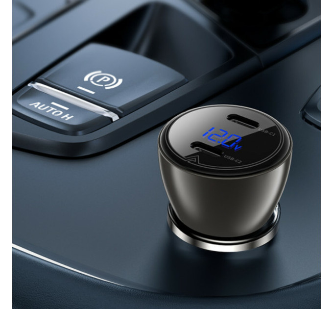 Автомобільний зарядний пристрій ACEFAST B10 metal 60W (USB-C + USB-C) Black
