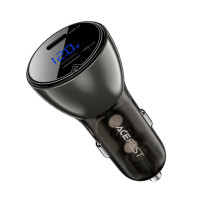 Автомобільний зарядний пристрій ACEFAST B10 metal 60W (USB-C + USB-C) Black