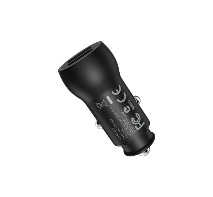 Автомобільний зарядний пристрій BOROFONE BZ9 Wise route dual port car charger Black