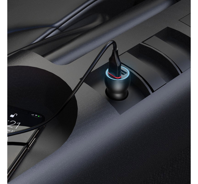 Автомобільний зарядний пристрій BOROFONE BZ9 Wise route dual port car charger Black