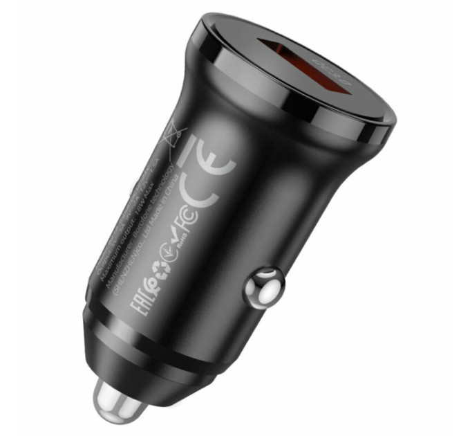 Автомобільний зарядний пристрій BOROFONE BZ18 QC3.0 Black