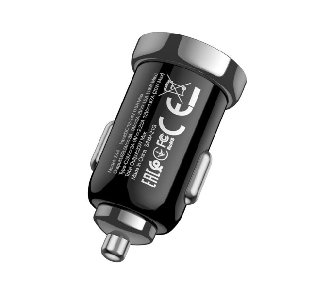 Автомобільний зарядний пристрій HOCO Z44 Leading PD20W+QC3.0 car charger Black