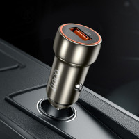 Автомобільний зарядний пристрій HOCO Z46 Blue QC3.0 Metal Gray
