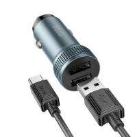 Автомобільний зарядний пристрій HOCO Z49 Level (Type-C) Metal Gray