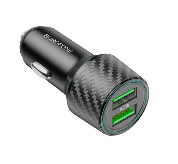 Автомобільний зарядний пристрій BOROFONE BZ21A Brilliant 36W dual port QC3.0 car charger Black