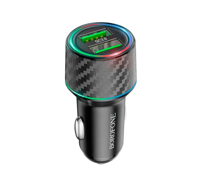Автомобільний зарядний пристрій BOROFONE BZ21A Brilliant 36W dual port QC3.0 car charger Black