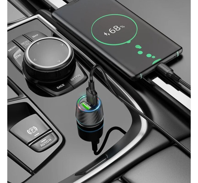 Автомобільний зарядний пристрій BOROFONE BZ21A Brilliant 36W dual port QC3.0 car charger Black