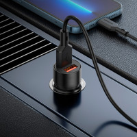 Автомобільний зарядний пристрій BOROFONE BZ19B Wisdom 36W dual port QC3.0 car charger Black