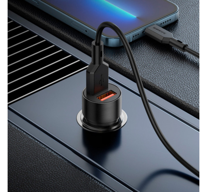 Автомобільний зарядний пристрій BOROFONE BZ19B Wisdom 36W dual port QC3.0 car charger Black