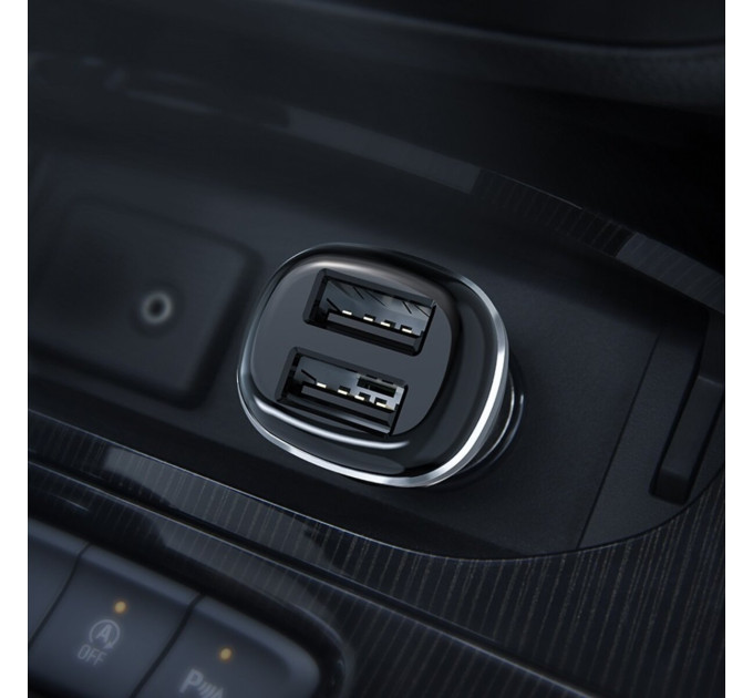 Автомобільний зарядний пристрій BOROFONE BZ13B Extreme dual port car charger Black