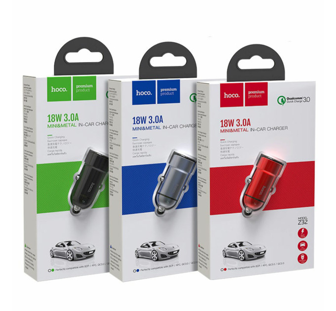 Автомобільний зарядний пристрій HOCO Z32 Speed Up single port QC3.0 car charger Black