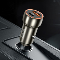 Автомобільний зарядний пристрій HOCO Z46A Blue whale PD20W+QC3.0 car charger set(C to iP) Metal Gray