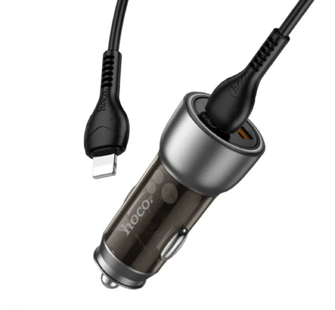 Автомобільний зарядний пристрій HOCO NZ8 Sprinter 43W dual port PD25W+QC3.0 car charger set(C to iP) Brown