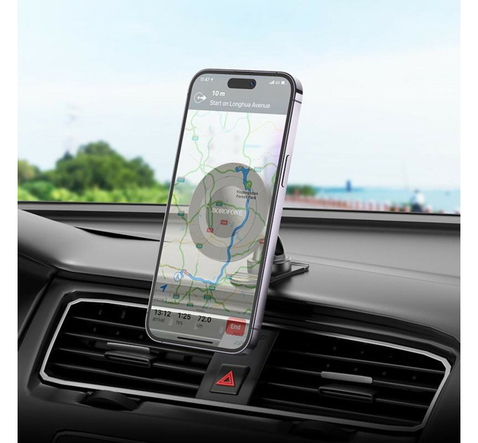 Тримач для мобільного BOROFONE BH91 Ring magnetic car holder(center console) Black