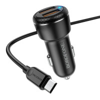 Автомобільний зарядний пристрій BOROFONE BZ17 Core dual port QC3.0 car charger set(Micro)