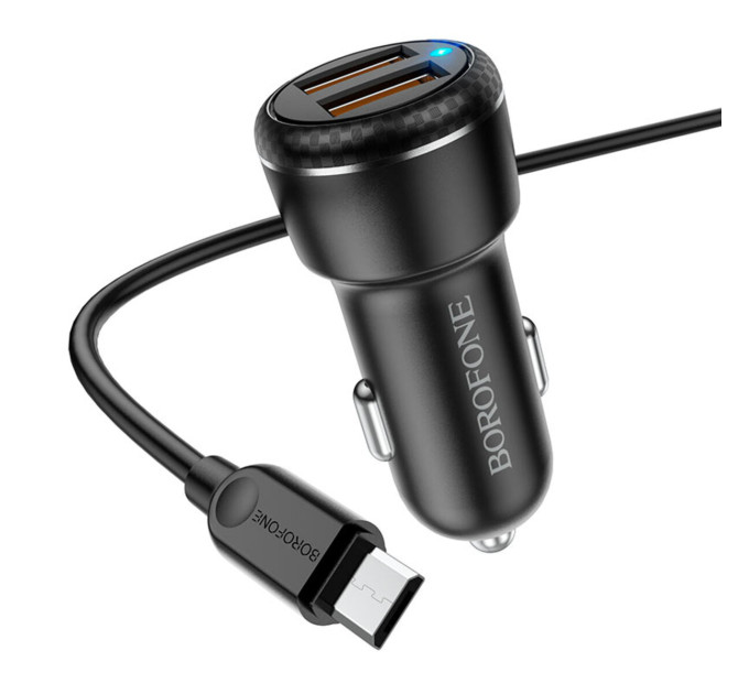 Автомобільний зарядний пристрій BOROFONE BZ17 Core dual port QC3.0 car charger set(Micro)