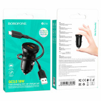 Автомобільний зарядний пристрій BOROFONE BZ18 single port QC3.0 car charger set(Micro) Black