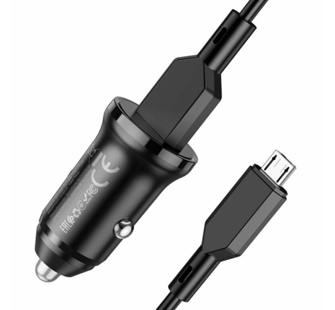 Автомобільний зарядний пристрій BOROFONE BZ18 single port QC3.0 car charger set(Micro) Black