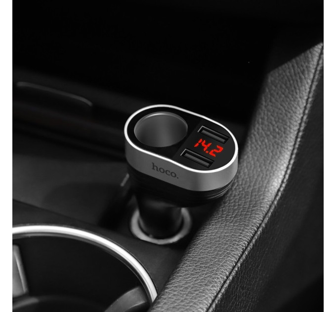 Автомобільний зарядний пристрій HOCO Z29 Regal digital display cigarette lighter car charger Black