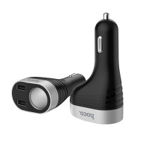 Автомобільний зарядний пристрій HOCO Z29 Regal digital display cigarette lighter car charger Black