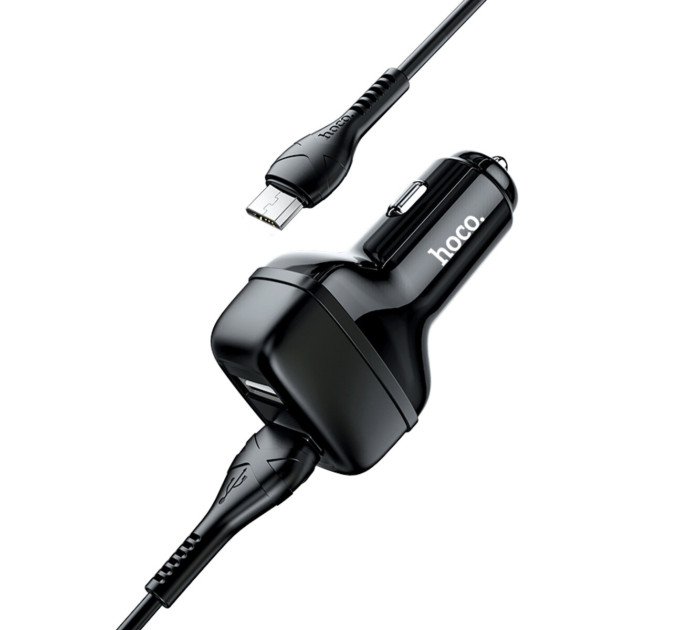 Автомобільний зарядний пристрій HOCO Z36 Leader dual port car charger set(Micro) Black