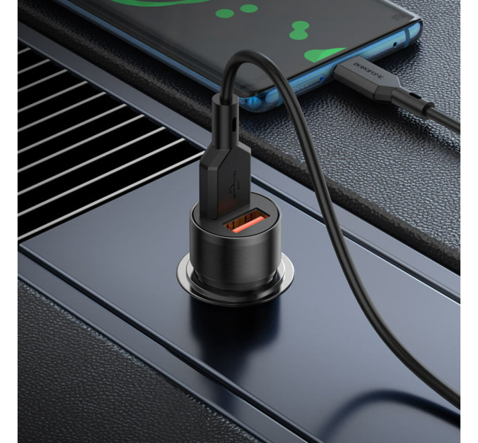 Автомобільний зарядний пристрій BOROFONE BZ19 Wisdom dual port car charger set(Type-C) Black