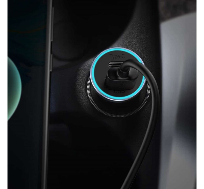 Автомобільний зарядний пристрій Baseus Golden Contactor Pro Dual Quick Charger Car Charger U+C 40W（USB For Type-C 5A 1.0m）Dark Gray