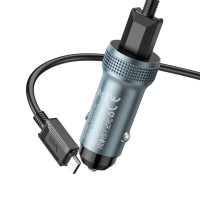 Автомобільний зарядний пристрій HOCO Z49A Level QC3.0 (Micro) Metal Gray