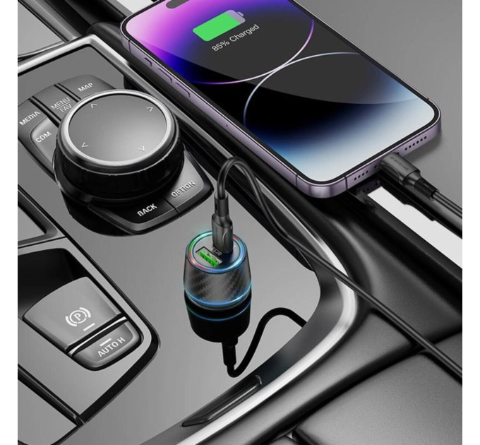 Автомобільний зарядний пристрій BOROFONE BZ21 Brilliant 48W dual port PD30W+QC3.0 car charger Black