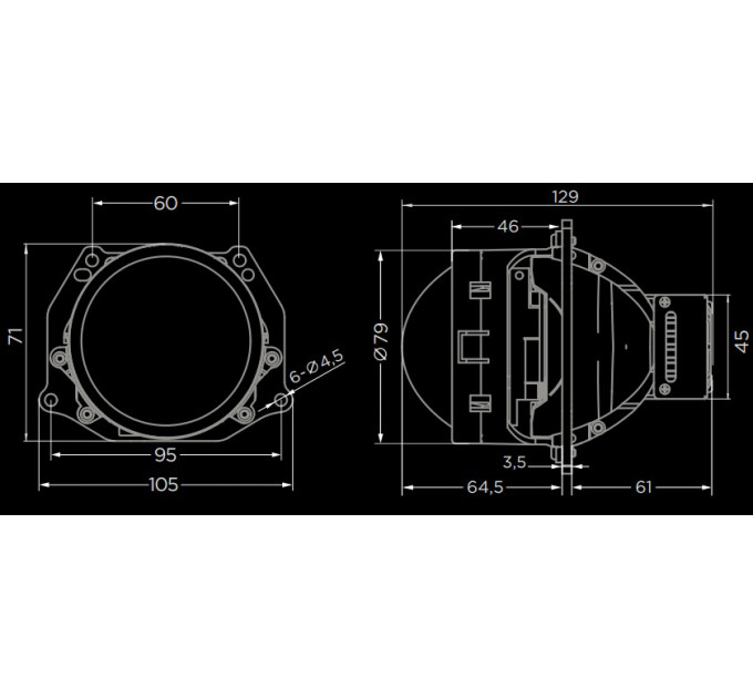 Світлодіодні лінзи DriveX BiLED STM-1 45W/55W 12V Dual-chip