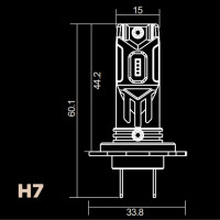 Світлодіодні лампи DriveX PA-05P H7 6000K 12W 12V