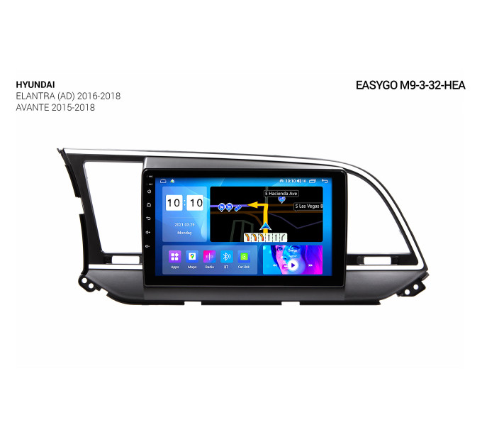 Штатна автомагнітола EasyGo M9-3-32-HEA Hyundai Elantra (AD) 2016-2018, Avante 2015-2018