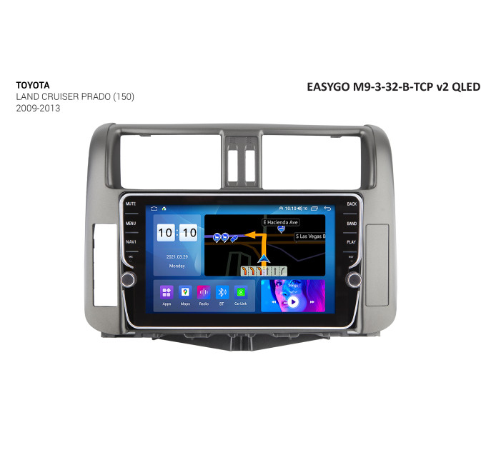 Штатна магнітола EasyGo M9-3-32-B-TCP v2 QLED Toyota Land Cruiser Prado 150 2009-2013