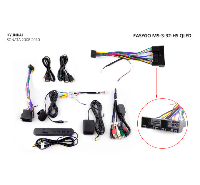 Штатна автомагнітола EasyGo M9-3-32-HS QLED Hyundai Sonata 2008-2010