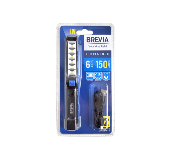 Ліхтар інспекційний Brevia LED Pen Light 11210 6SMD+1W LED 150lm 900mAh microUSB