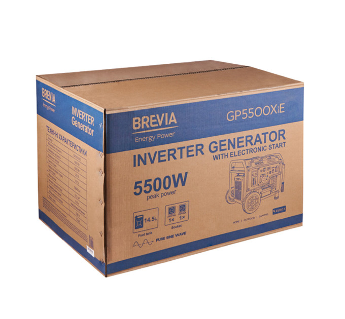 Генератор Brevia GP5500XiE інверторний бензиновий 5,0кВт (ном 5,5кВт) з електростартером