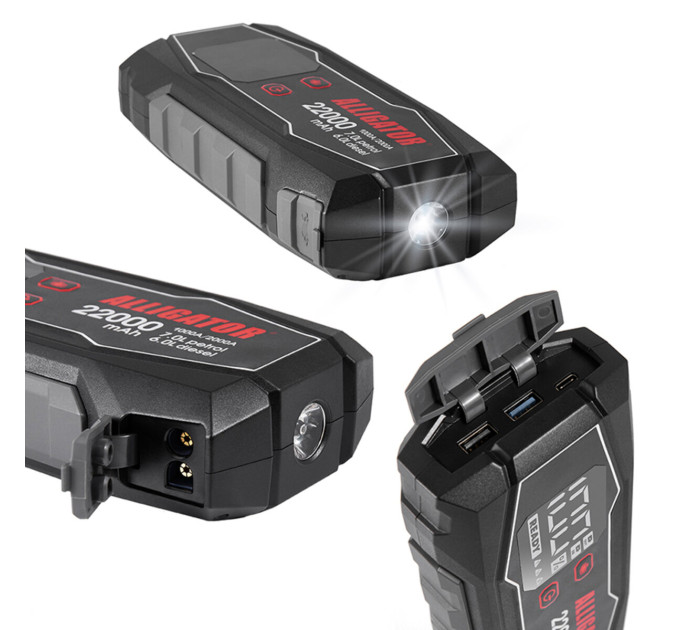 Портативний пусковий зарядний пристрій Alligator Jump Starter JS845 1000A/2000A 22000mAh