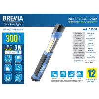 Телескопічна інспекційна лампа Brevia LED 3W COB+1W LED 300lm 2000mAh, microUSB 11350
