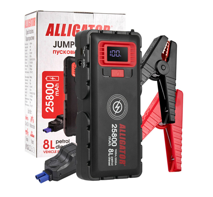 Портативний пусковий зарядний пристрій Alligator Jump Starter JS848 1500A/2500A 25800mAh