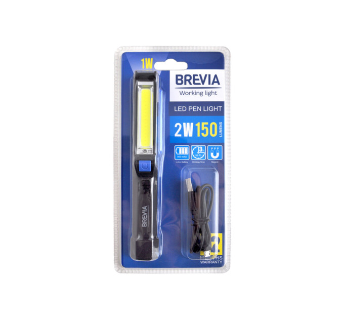 Ліхтар інспекційний Brevia LED Pen Light 11220 2W COB+1W LED 150lm 900mAh microUSB