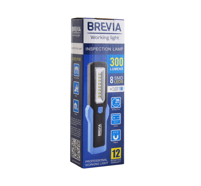 Ліхтар інспекційний Brevia LED 11310 8SMD+1W LED 300lm 3xAA