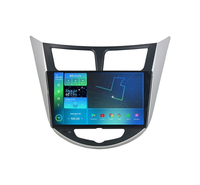Штатна магнітола Torssen 2K Hyundai Accent 2011-2018 silver+black F96128 4G Carplay DSP
