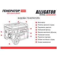 Генератор Alligator бензиновий 7,5кВт (ном 7,0кВт) з електростартером, 1 та 3 фази PG9000E3