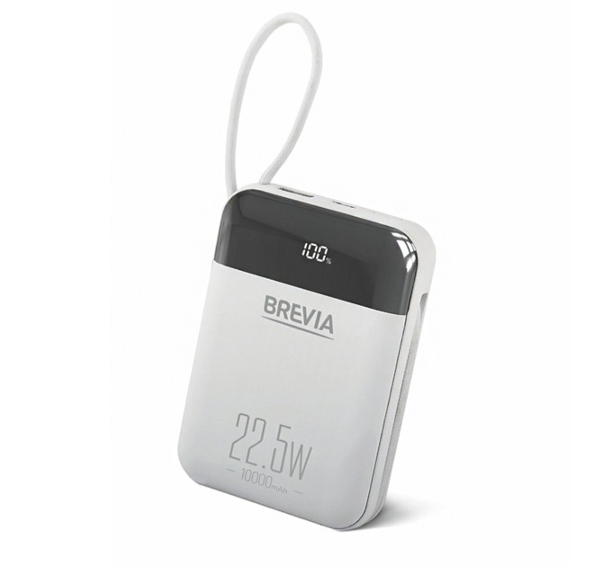 Повербанк Brevia 45122 10000mAh 22.5W Type-C+Lightning Cable, Li-Pol, LCD